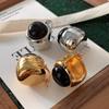Black Agate Double-Sided Metal Ear Clips 2026 New Popular Black Earrings Light Luxury High-End European and American Simple Earrings