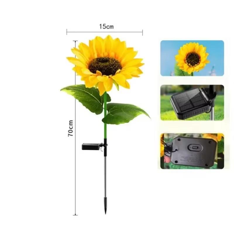 Solar Sunflower Lights Outdoor Waterproof Auto ON/Off Solar Garden Stake Lights for Lawn Pathway Yard Landscape Decor