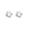 Luxury Pearl Flower Stud Earrings: Chic European & American Metallic Design for Women