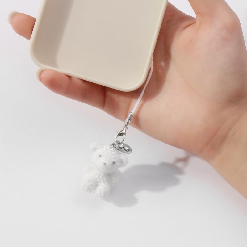 Cute Pendant Plush Flocking Phone Charm Flocking Puppy Bear Mobile Pendant Soft Phone Hanging Decoration for Daily Use