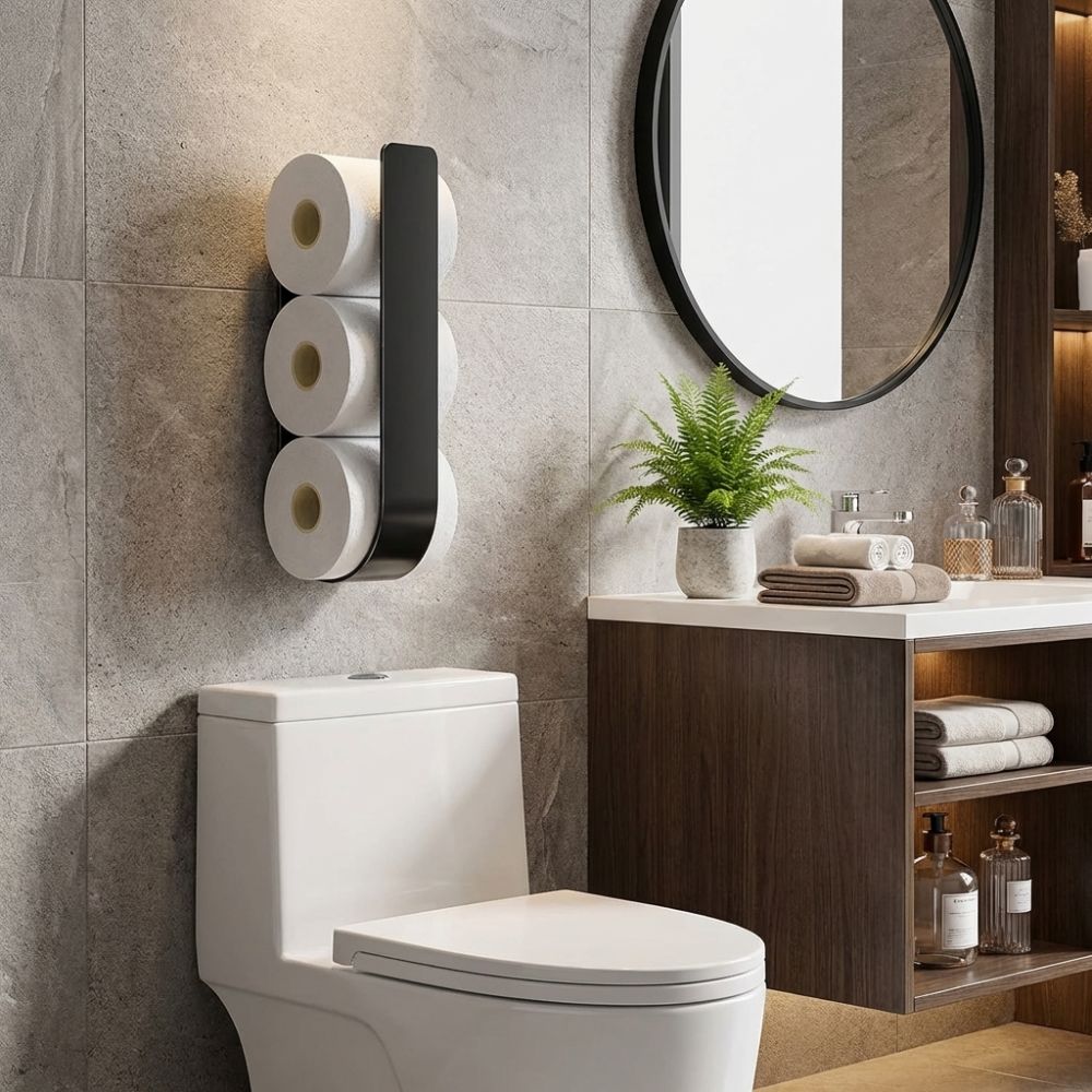 Wandmontierter Toilettenpapierhalter U-förmig Eisen Toilettenrollen-Organizer Aufbewahrungshaken Platzsparendes Taschentuch-Aufbewahrungsregal Wohnzimmer