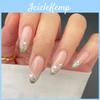 European Simple American Almondshaped And Almond Nail Love Flash French Fake Nail Finished Product Wearing Nail Valentines Day Nail Piece