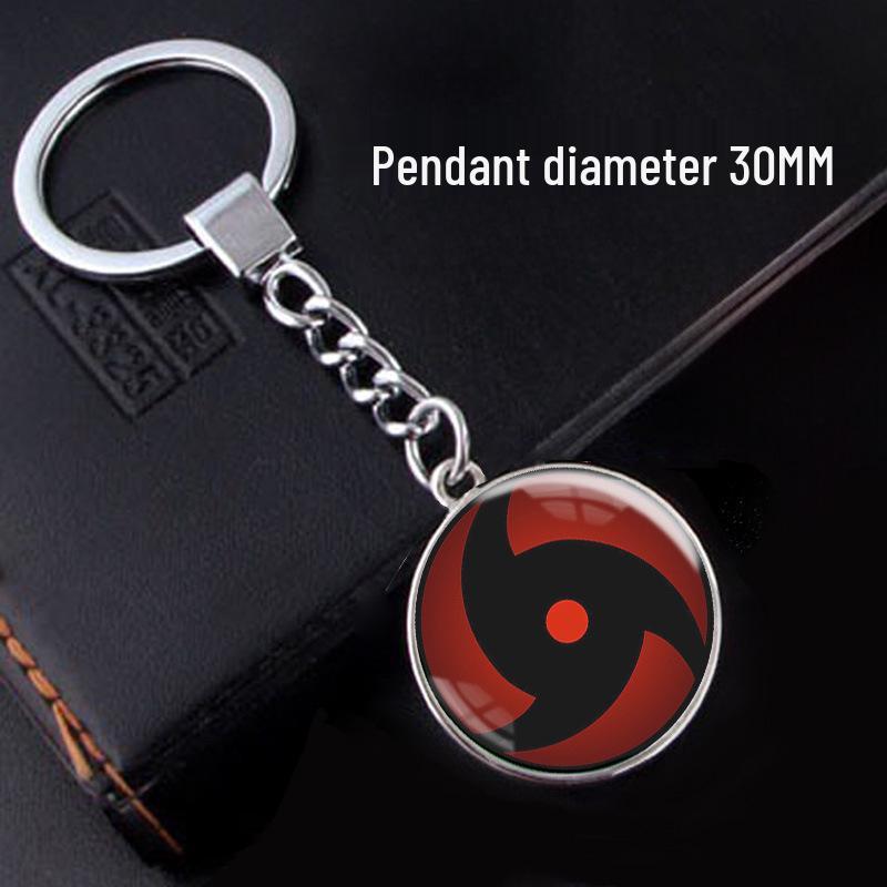 Naruto Sharingan Time Gem Silver Keychain Ornament