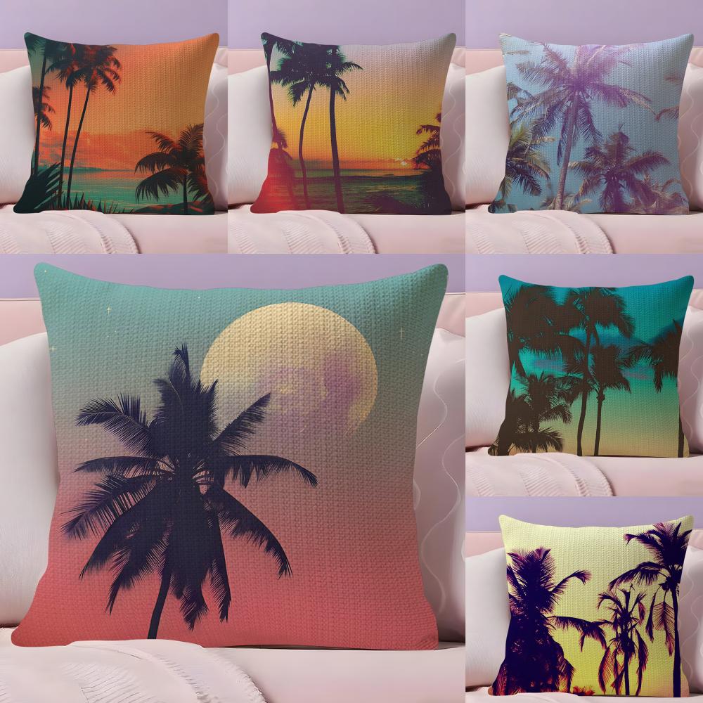 Tropical Scenery INS Cushion Cover Natural Linen Pillow Case DoubleSided Print Decorative Sofa Pillowcase Home Decor Gift