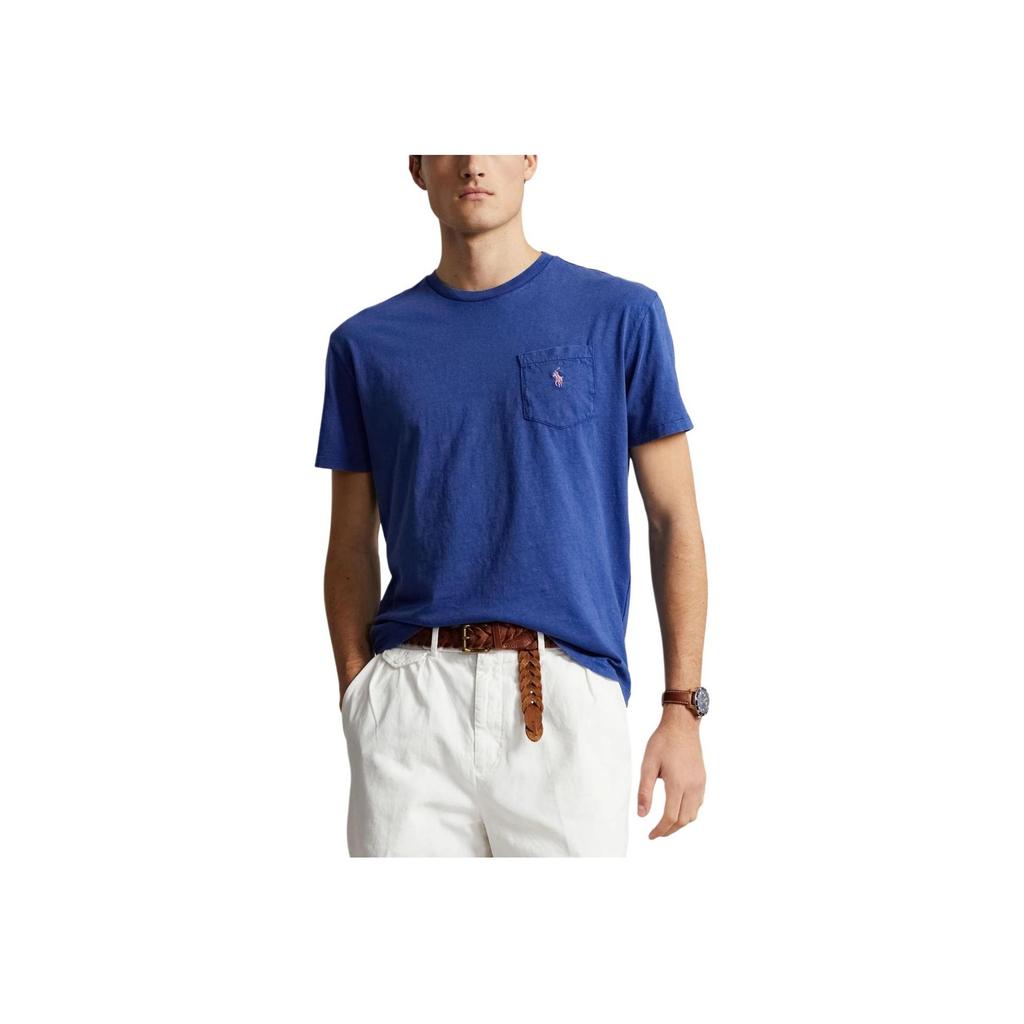 Polo Ralph Lauren Color Blocked Fitted Crew Neck Short Sleeve T-Shirt Men Tops Blue 710835756-022