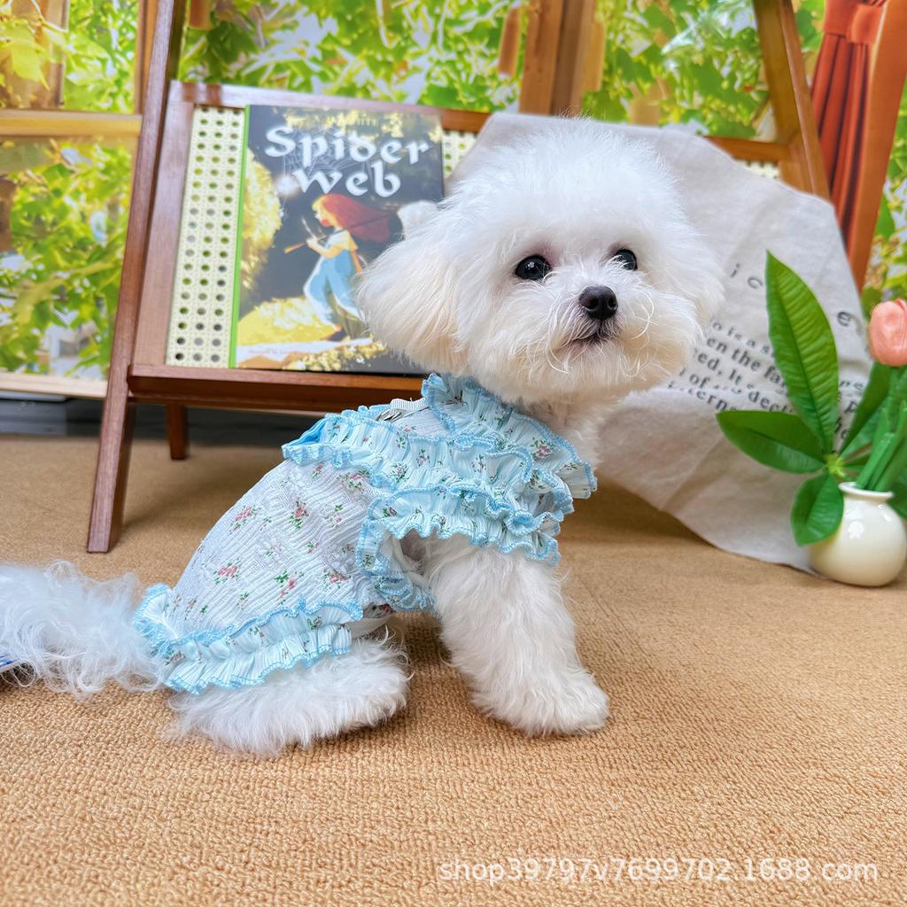 Pet clothes spring and summer thin hollow vest skirt cool clothes dog cat clothes cooling breathable sun protection