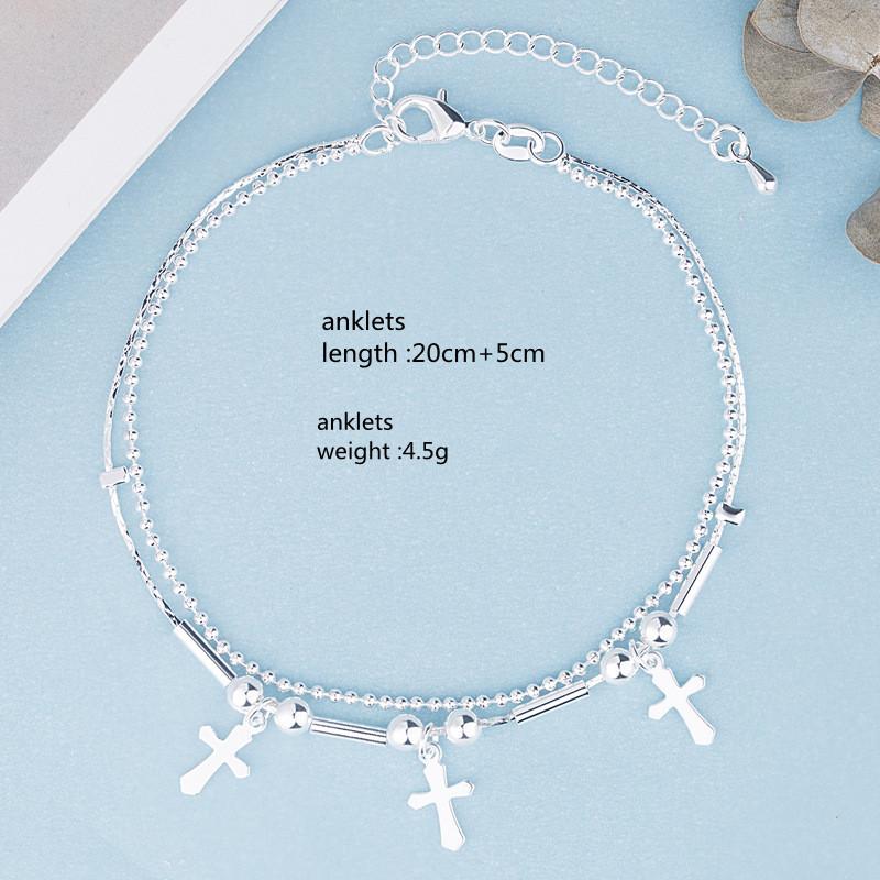 Buyee 925 Silver Simple Anklet Chain for Women Fashion Fine Jewelry Foot Legs Anklets