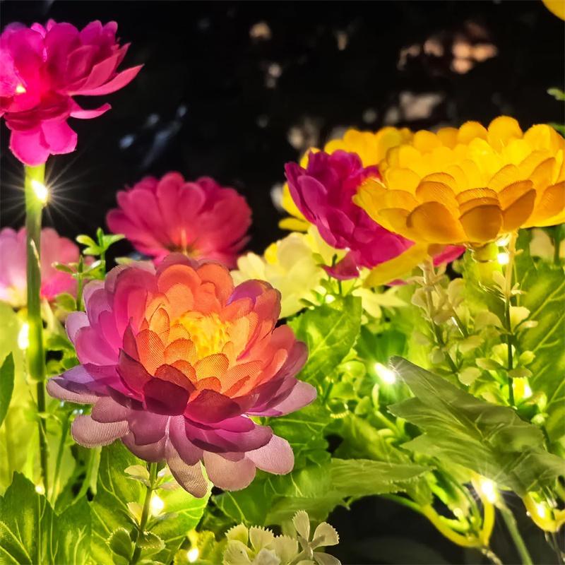 Solar Powered Flower Lights,7 Heads Snow Lotus Solar Flower Lights for Outdoor Lawn Lights for Outdoor Solar Garden light
