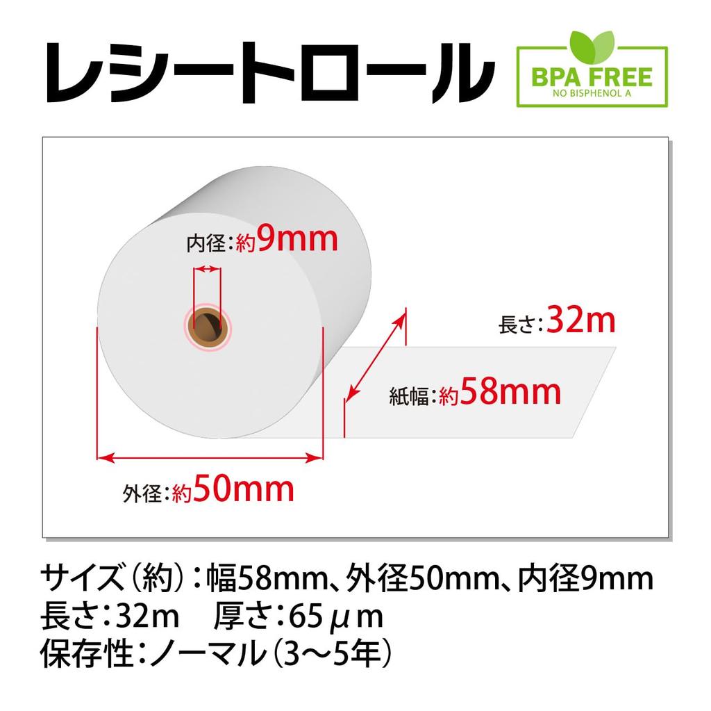 HAPPEAST Thermal Paper 58mm 32m for Receipt Printers 58mm Wide x 50mm Outer Diameter x 9mm Inner Diameter Compatible with and Square Mobile Printers