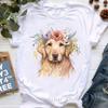 Golden Retriever Hunting Dogs Animal Print T Shirt For Girls Australian Shepherd Dog With Flower Tshirt Unisex Harajuku Shirt