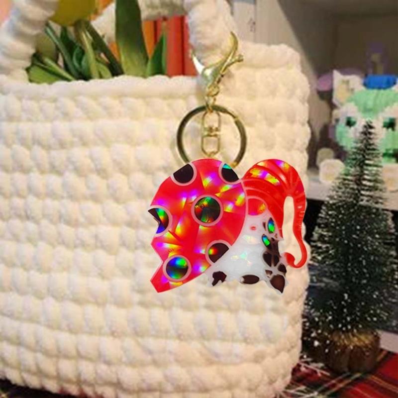 Holographic Resin Molds with Hole Christmas Gnome Pendant Silicone Mold for DIY Keychains Pendants Jewelry Resin Craft