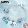 WOSTU 925 Sterling Silver Seashell Charms Submarine Beads Crab And Seaweed Pendan Fit Original Bracelet DIY Jewelry