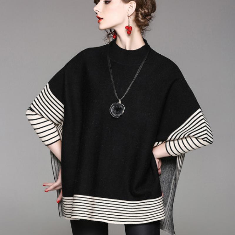 Primavera e autunno manica a pipistrello mantello pullover maglione scialle sottile maglione allentato donna versatile temperamento maglione allentato