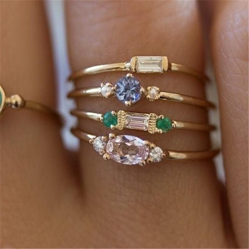 

4-piece Ring Set, High-end, Simple and Exquisite Engagement Ring Set for Women 11