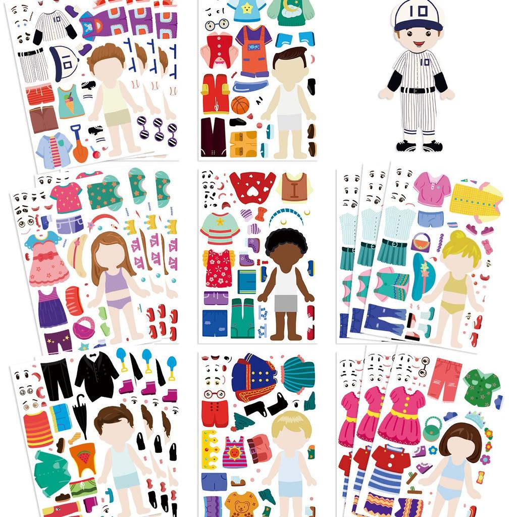 8 Children's Dressing Stickers Can Be Waterproof Diary Hand Stickers Gu Card Stickers DIY Decorative Stickers Ins Stickers