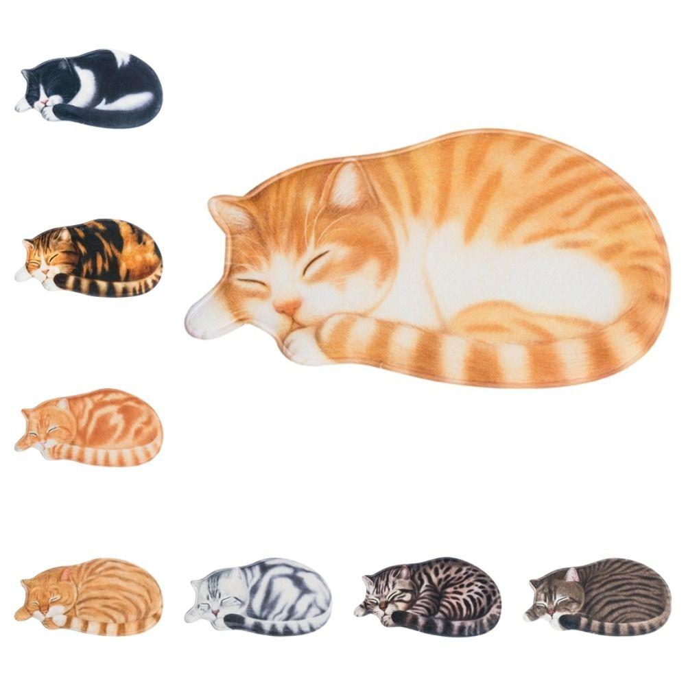Super Absorbent Cute Cat Crystal Fleece Floor Mat Bathroom Carpet Living Room Tea Table Bedside