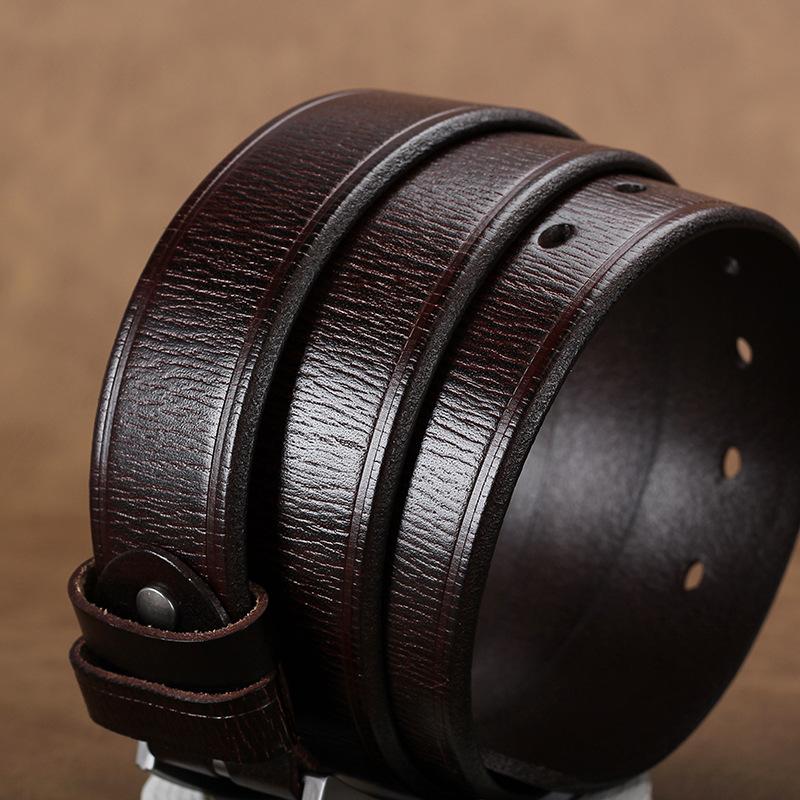 Factory Direct Sales Men'S Genuine Leather Belt Retro Handmade Embossed Belt Body First Layer Cowhide Simple Pin Buckle Belt