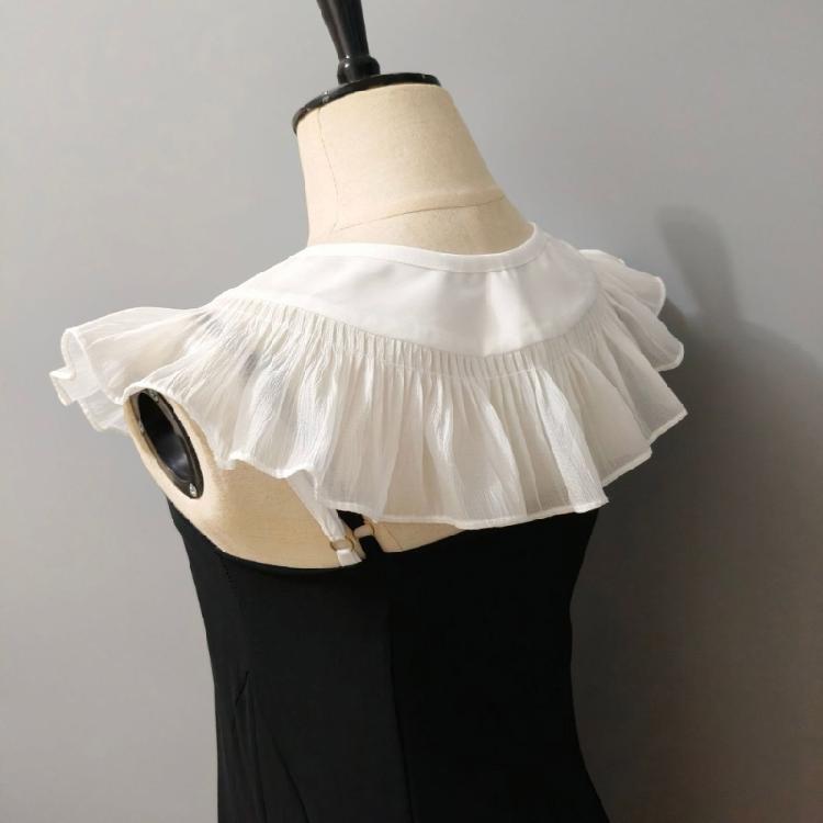 Ruffle Trim Lace Faux Collar Decorative Collar for Blouse Skirt Removable False Collar Adjustable Shawl All Matching