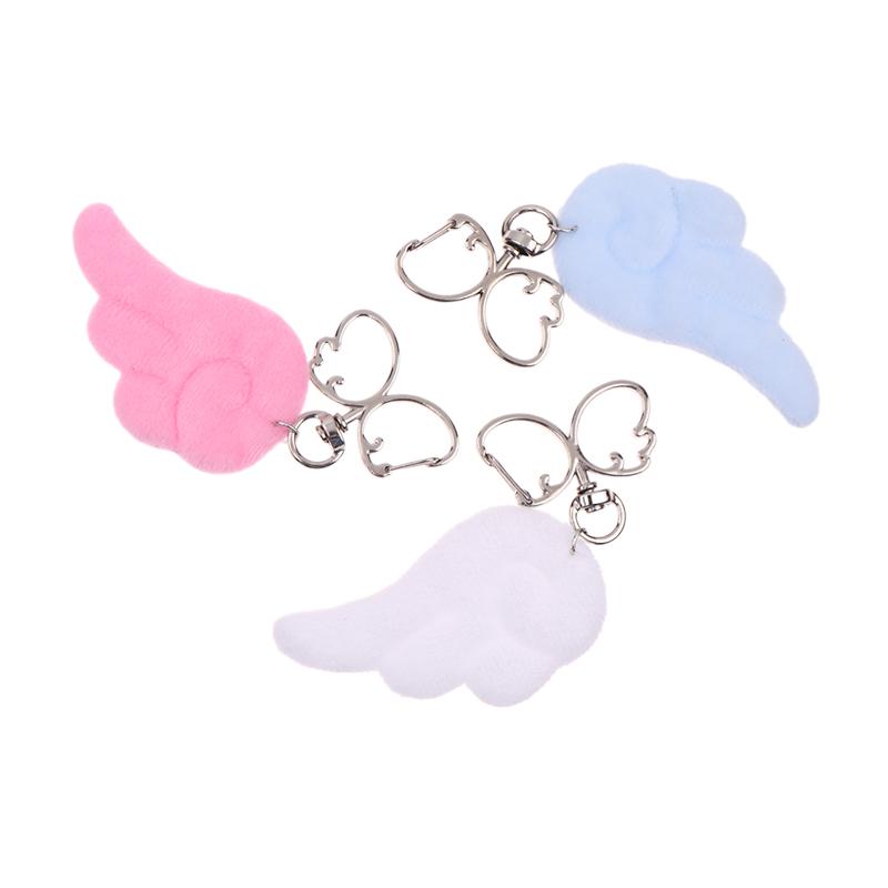 Y2K Sweet Plush Angel Wings Keychain Simple Butterfly Wing Keyring Pendant Bag Charms Backpack Hanging Decoration Couple Gifts