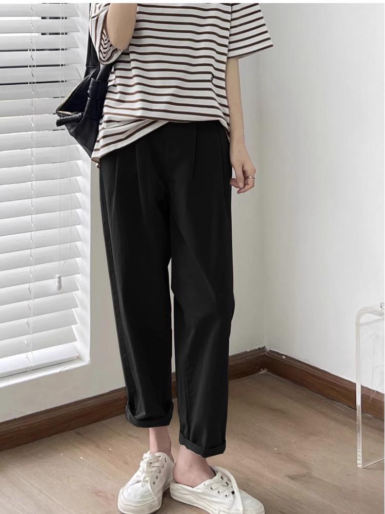Plus Size Maternity Wide Leg Harem Pants with Belly Support - Casual Spring/Summer Wear