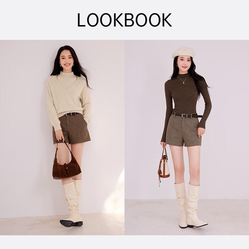 Xiangying Women's Wool Blend High-Waist A-Line Shorts