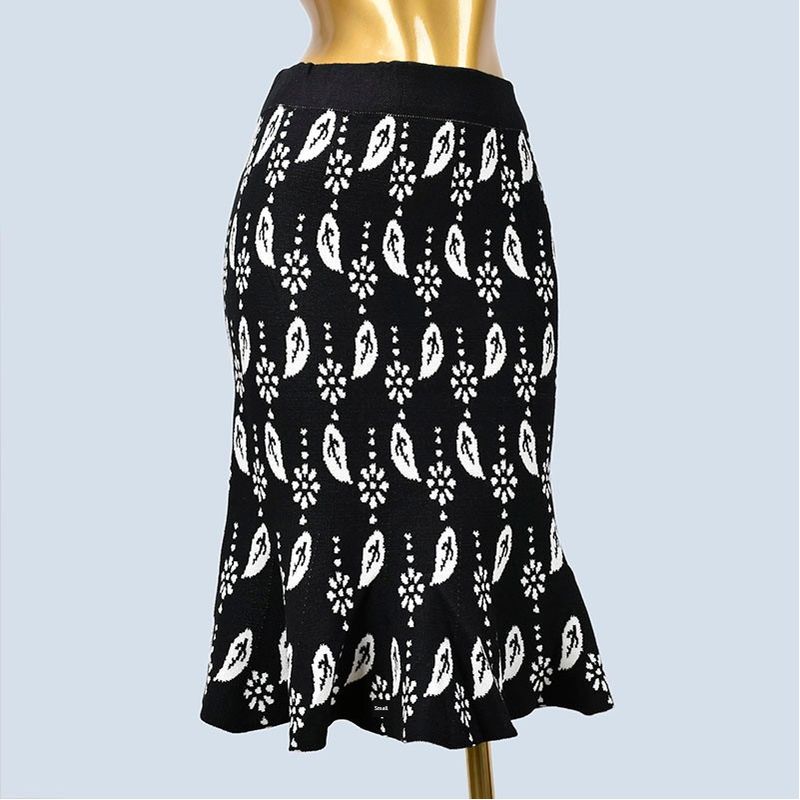 

Graceful and Fashionable Slim Looking Jacquard Midi Skirt Knitted Dress Skirt Thick Bodycon Dress Women s Clothing Autumn Slimming Slim Looking Skirt Black One size
