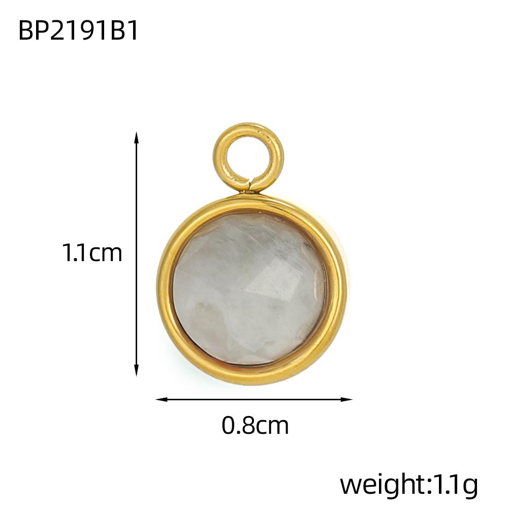 CARLIDANA Stainless Steel Multi-Color Natural Stone Jewelry Charm Fan Round Pendant for DIY Necklace Earrings Accessories