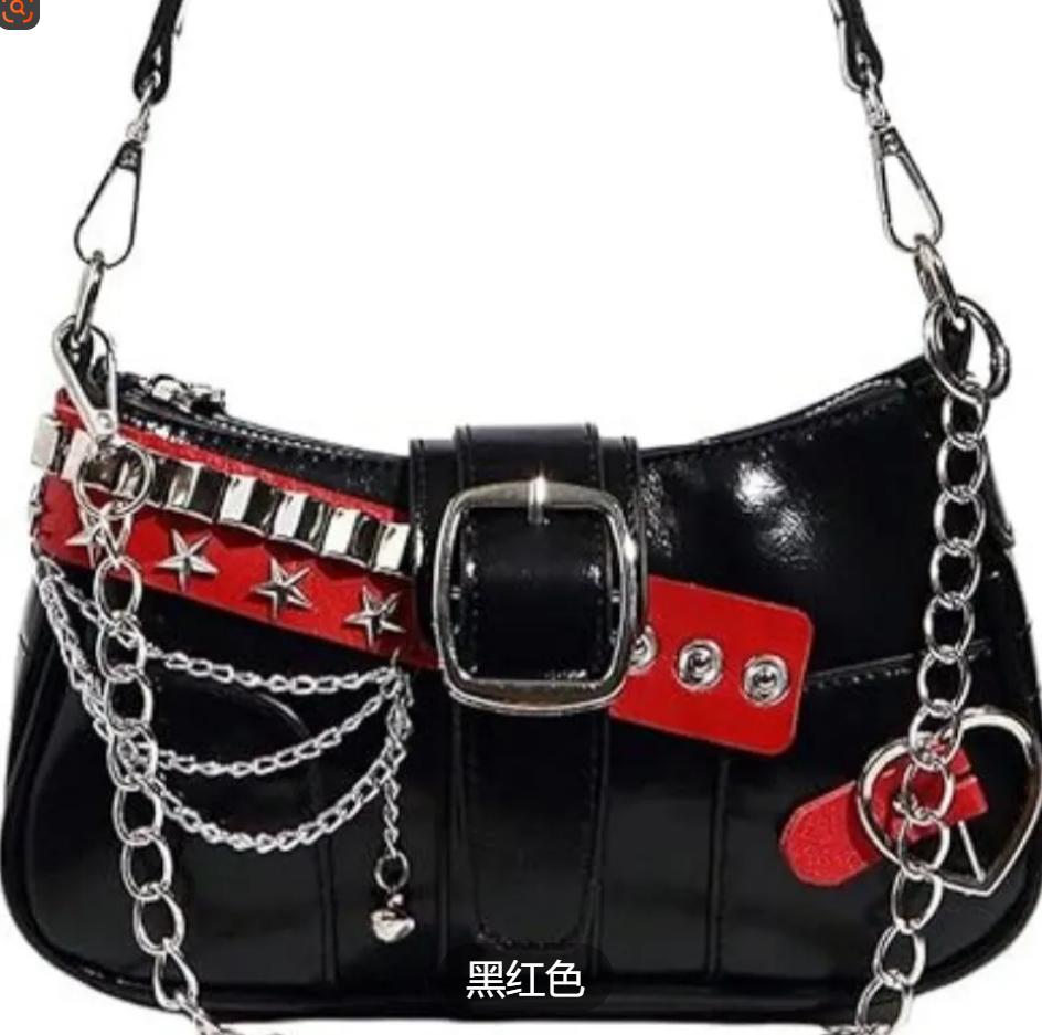 Y2K Sweet Cool Women's Underarm Bag Hot Girls Pink Shoulder Bags Messenger Bag Retro Design Female Chain Purse Armpit Handbags