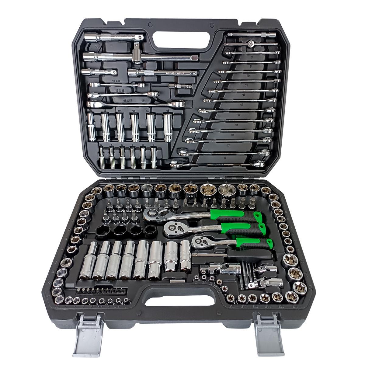 150-Piece Socket Wrench Set with Black Box and 72-Tooth Bent Handle Ratchet