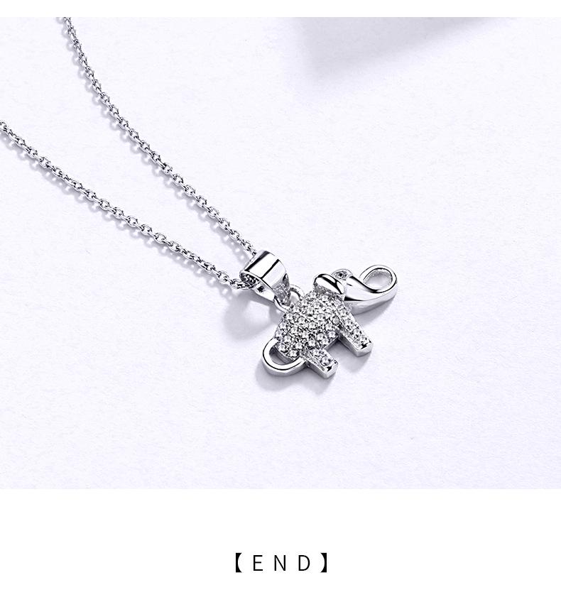 925 Sterling Silver Full Diamond Little Elephant Pendant Necklace for Women