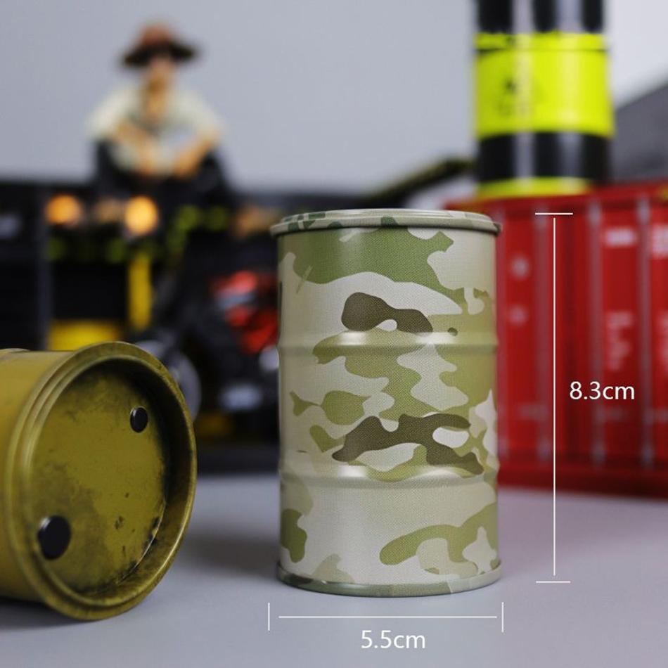 Iron Mini Oil Drum Model Chemistry Oil Drum Model Car Model Storage Box Desktop Decoration War Games Scene Model for Xmas Gifts