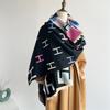 Fular colorat cu litere pentru femei, toamnă și iarnă, nou, îngroșat, color pe ambele părți, imitație cașmir, de înaltă calitate, versatil, șal cald
