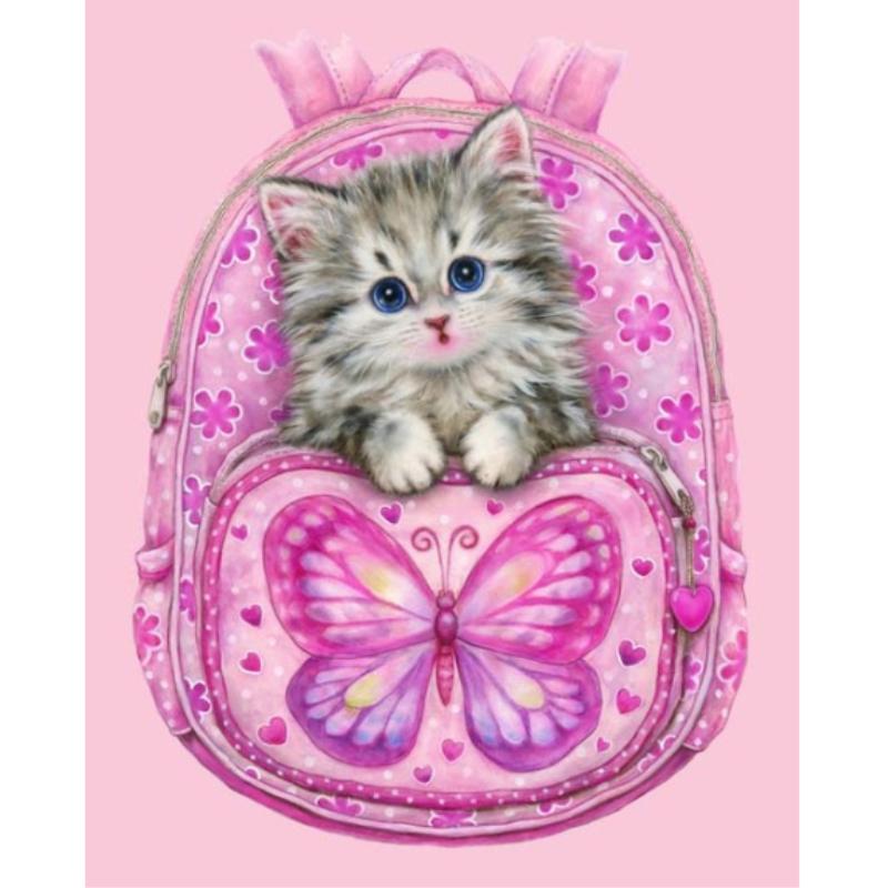 Diamond Painting Cross Stitch School Bag Flower Cat Diamond Embroidery
