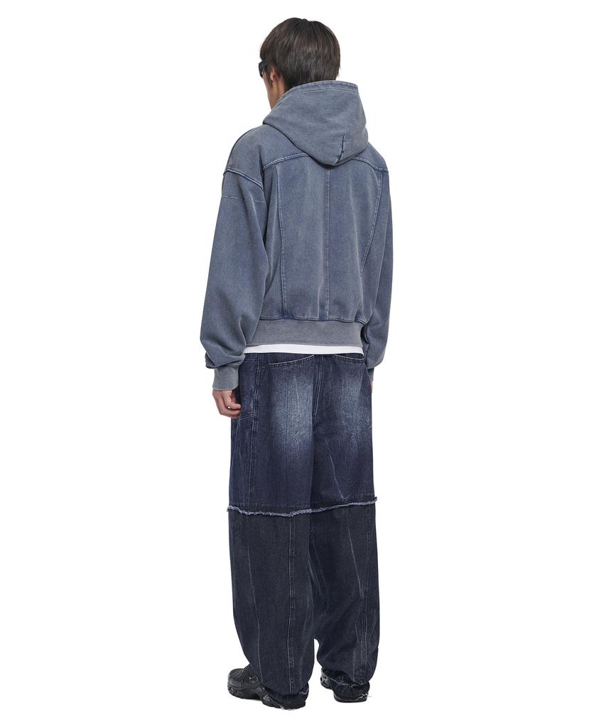 Nomanual Vintage Layer Hooded Zip-Up - Washed Navy