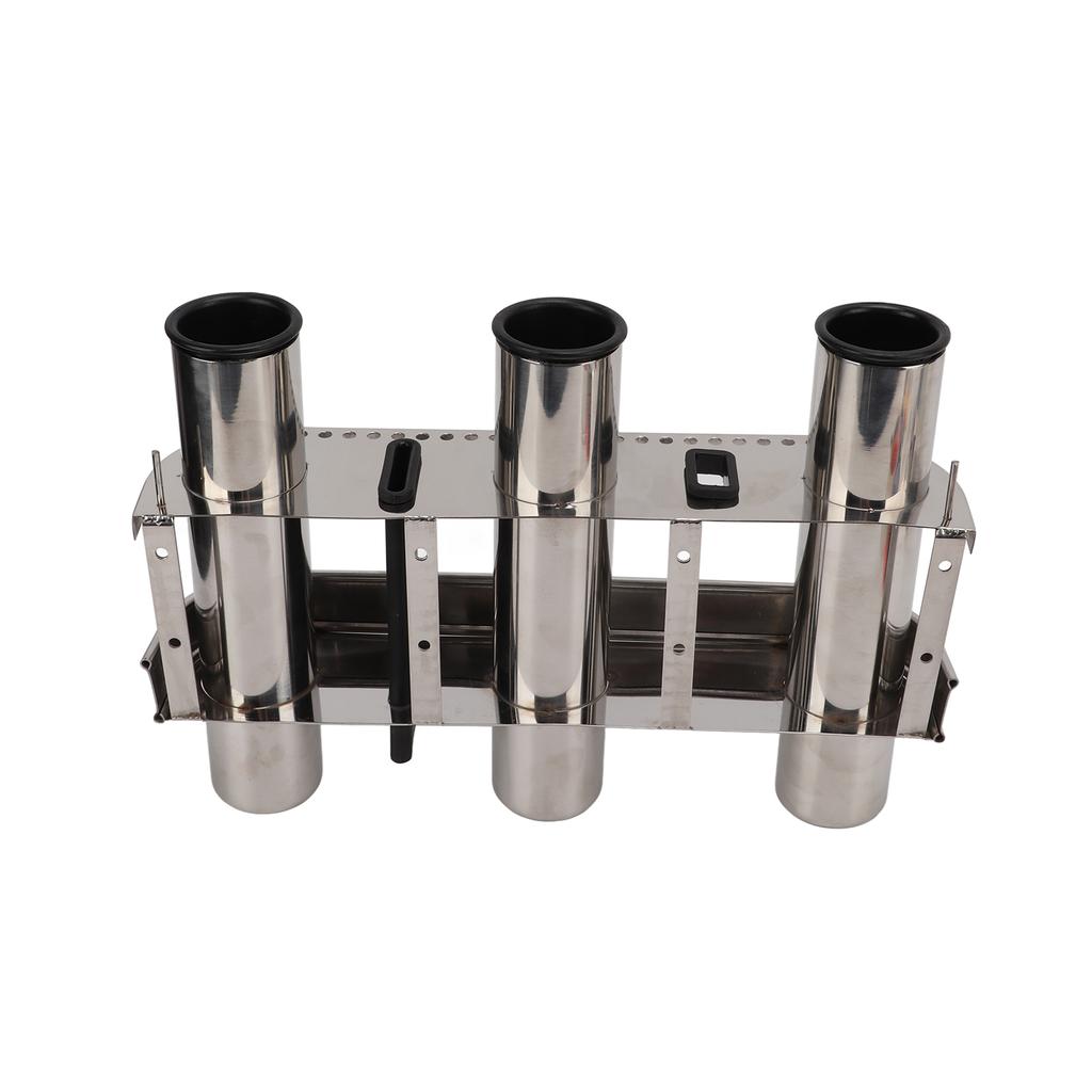 Fishing Rod Holder Marine Stainless Steel 3 Tube Link Rod Holder Rod Pod with Toolbar for Marine Yacht Boat Truck RV