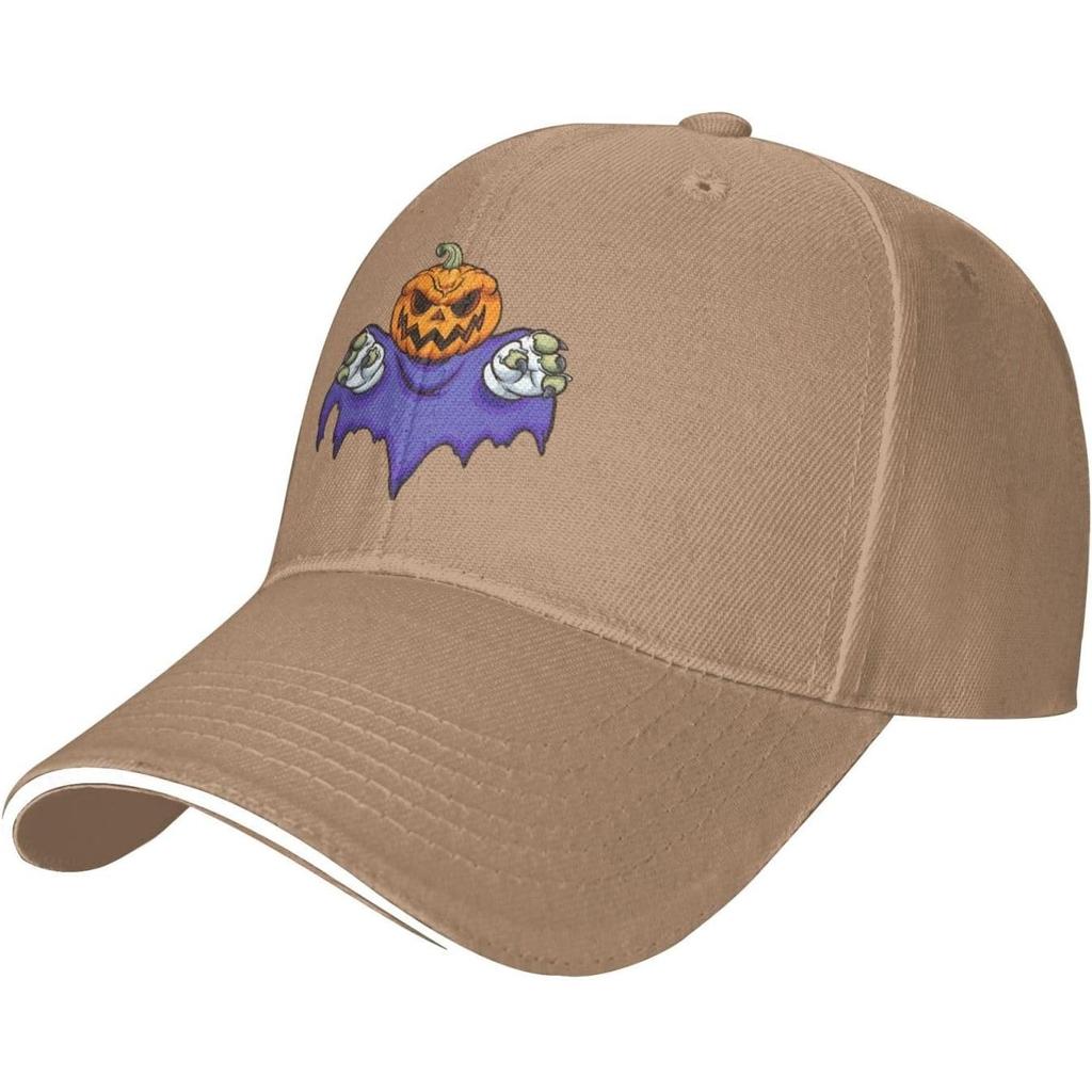 Pumpkin Ghost Halloween Cartoon Baseball Cap Polyester Sun Hat Adjustable Casual Golf Cap for Adults