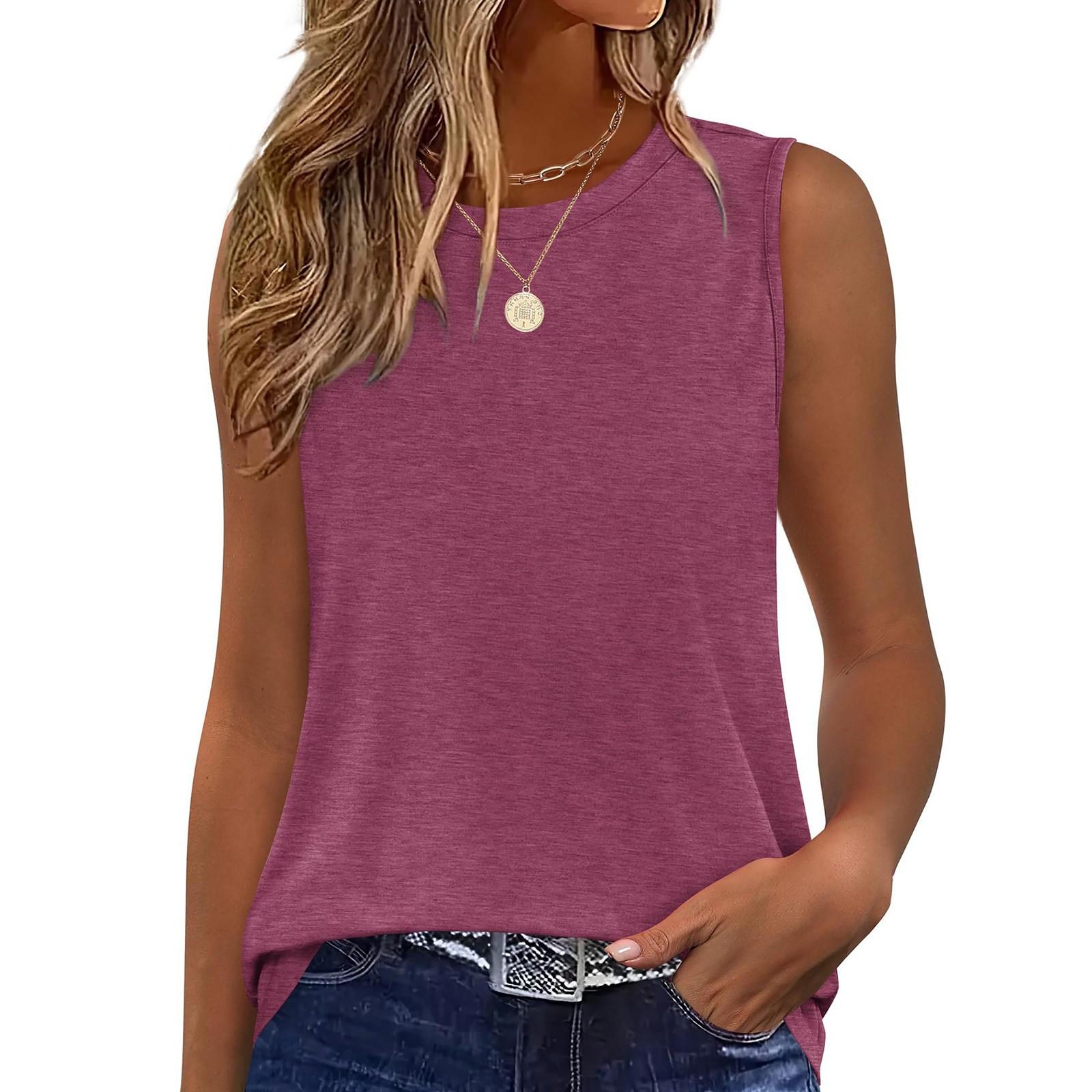 

Жіноча мода Однотонний топ-жилет без рукавів з круглим вирізом M фіолетовий