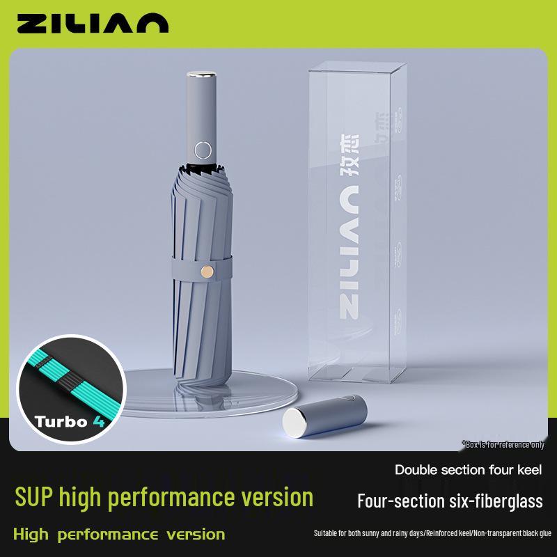 72-Rib Automatic Ring Buckle Umbrella: Portable, Reinforced, Dual-Use for Sun & Rain, Folding Hook Design for Men & Women