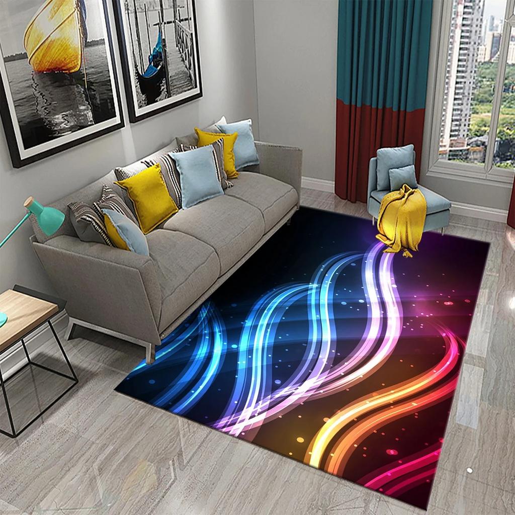 3D bunter fließender Linienwirbel Teppich Stilvoller moderner abstrakter Teppich Wohnzimmer Schlafzimmer Dekor Teppiche Badezimmer rutschfest