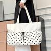 Polka Dot Large Capacity Tote Bag For Women Nylon Material Drawstring Closure Hobo Bag Underarm Shoulder Bag Lightweight Handbag