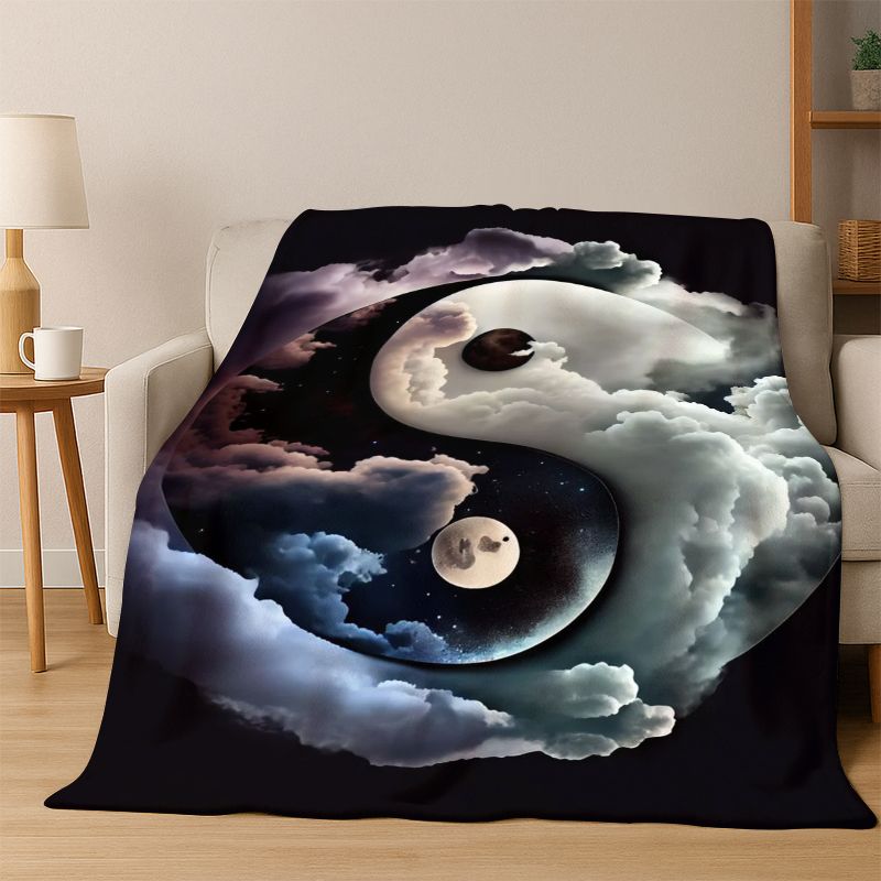 Yin Yang Symbool Chinese Tai Chi Flanellen Deken Zacht Warm Plaid voor Slaapkamer Woonkamer Bed Reizen Kamperen Picknick Cadeau