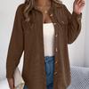 Women's Corduroy Shirt Jacket Stripe Pattern Midi Length Oversized Casual Shacket Fall Winter