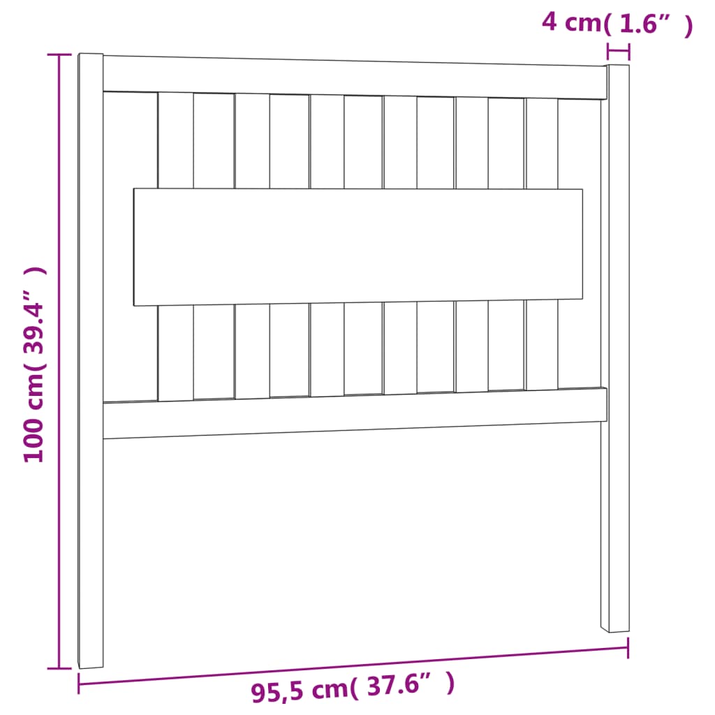 Headboard 95.5 X 4 X 100 Cm Solid Pine Wood