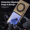 KEYSION 360° Rotating Magnetic Ring Stand PU Leather Case for MagSafe for Samsung Z Flip 7 5G 7 SE Wireless Charging Phone Cover