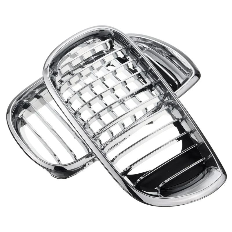 Pair Chrome Front Center Kidney Hood Grille Grill For BMW E46 Saloon 4 Doors 3 Series 1998-2002 320i 325Xi 330Xi Kidney Grill