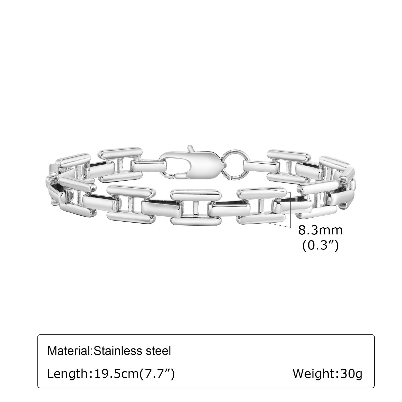 

Silver Color Stainless Steel Jewelry Man Bracelets Rectangle Chain Punk Rock Wristband Gift For Dad Boyfriend Valentine s Day