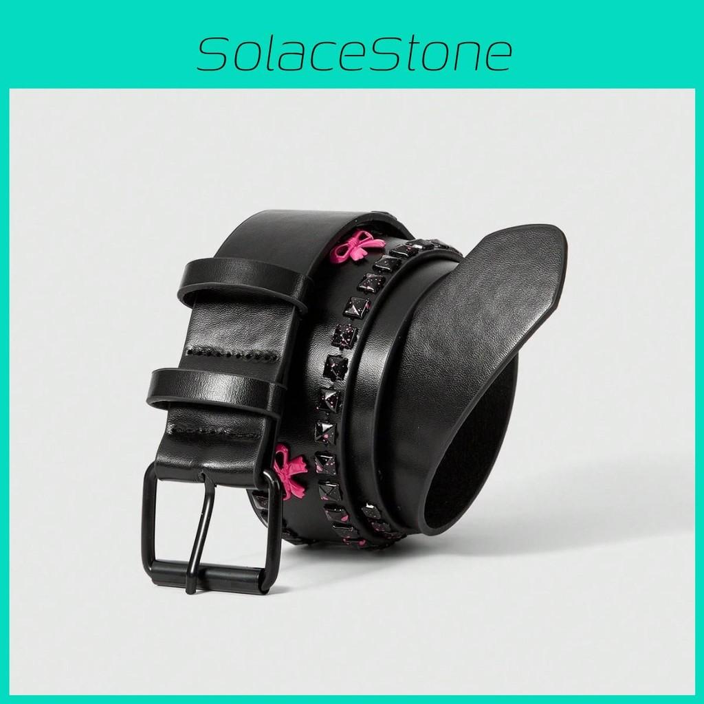 Metal Bow Style Buckle Belt With Circular Embellishments Casual Pants Jeans