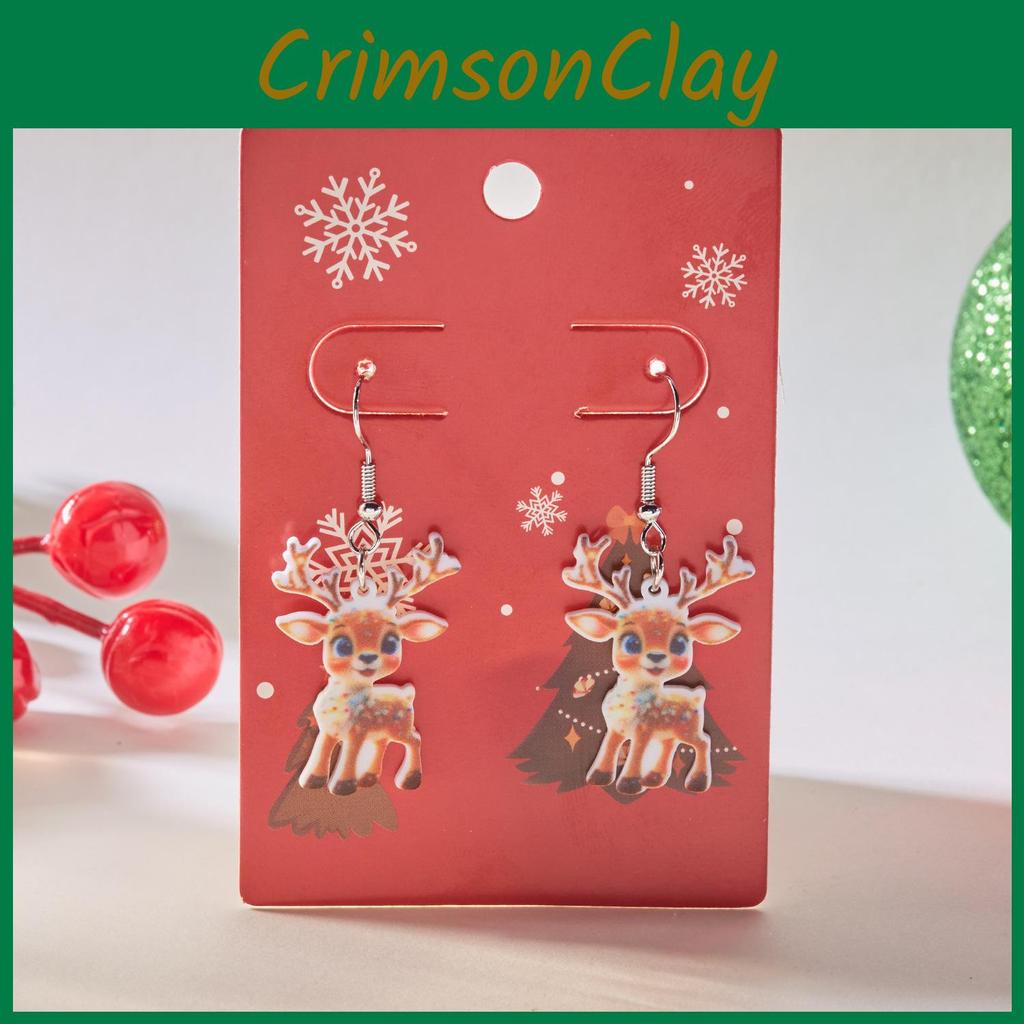 Christmas Style Acrylic Earrings With Deer Motif For Womens Festive Party Jewelry