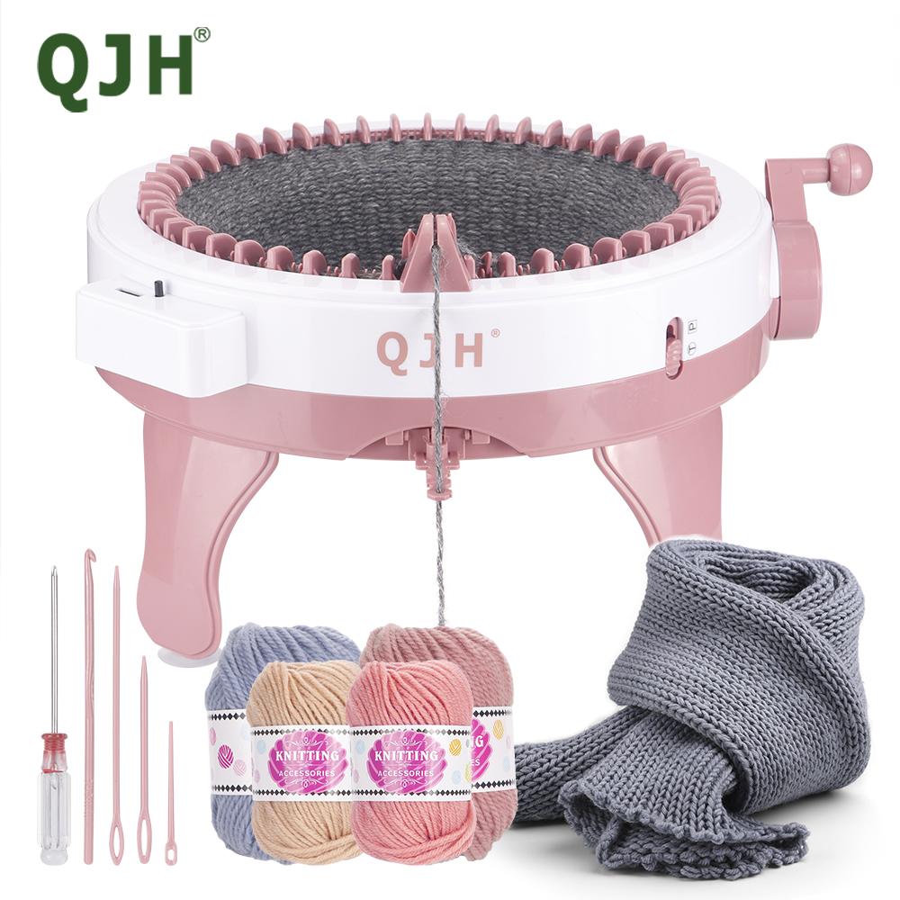 QJH 48-Needles Handheld Knitting Machine Kit With Yarns - DIY Craft Weaving Machine Set For Scarves, Sweaters, Hats & Socks