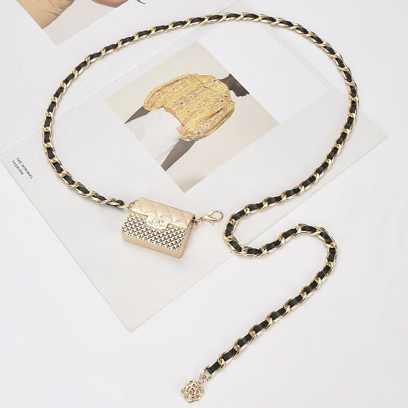 Xiaoxiang Style Waist Chain Accessories Belt Diamond Decoration Waist Bag Dress Leather Chain Belt Women's Decoration Fashion Trend